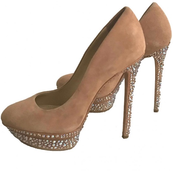 Brian Atwood nude crystal heels NIB 8 - Picture 2 of 3
